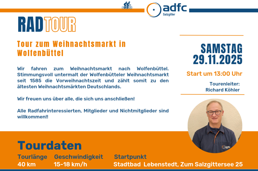 Radtour zum Weihnachtmarkt in Wolfenbüttel 29.11.2025 Radtour zum Weihnachtmarkt in Wolfenbüttel 29.11.2025