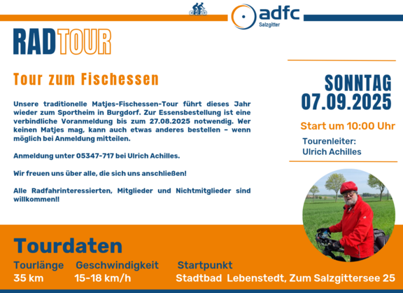 Radtour zum Fischessen am 07.09.2025