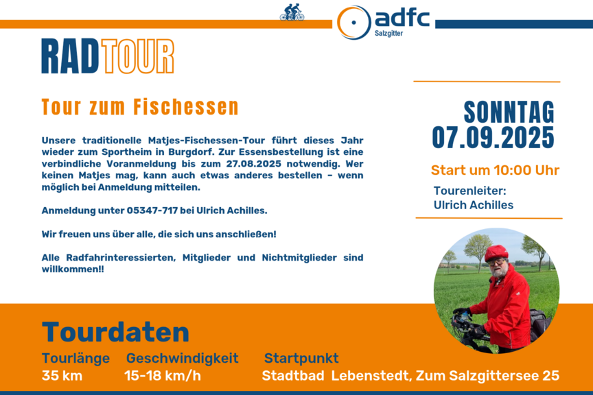 Radtour zum Fischessen am 07.09.2025 Radtour zum Fischessen am 07.09.2025